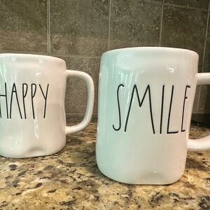 Rae Dunn “SMILE” & “HAPPY” Coffee Mugs